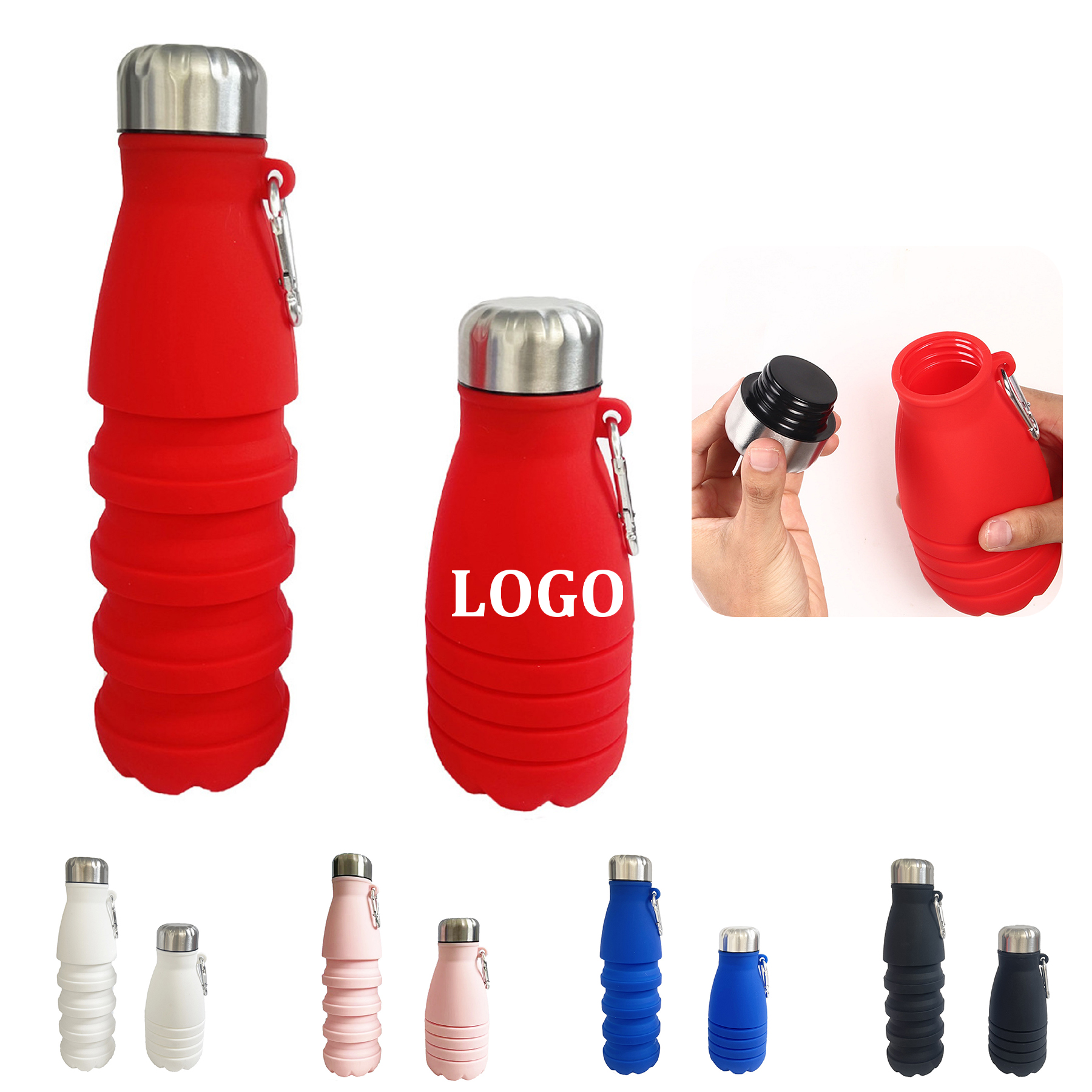 19 Oz. Collapsible Silicone Water Bottle 8