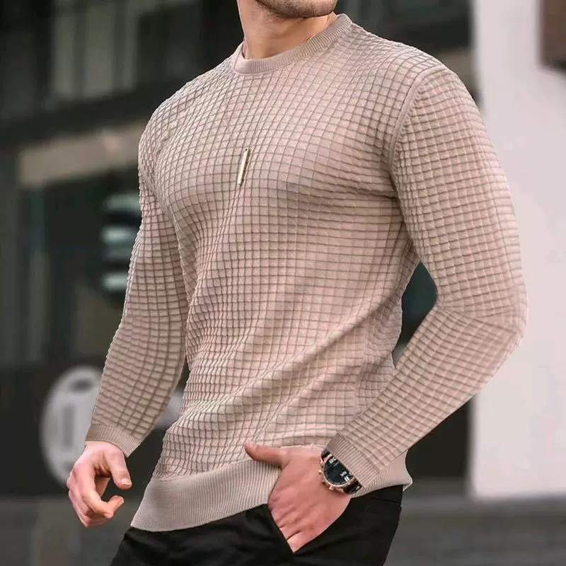 Long Sleeve Collar Knit Shirt - Mens 5