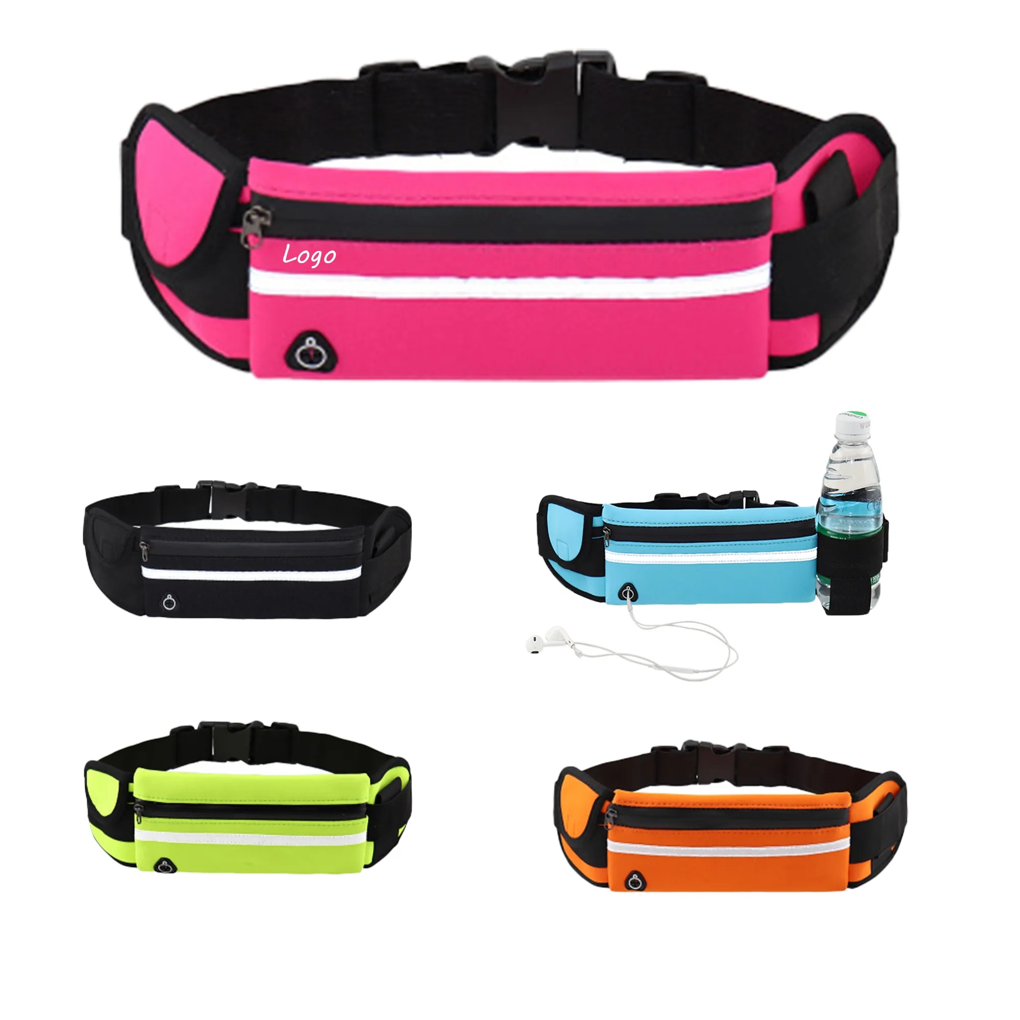 Large Capacity Reflective Waist Pack Two Zipper Sports Bag 2