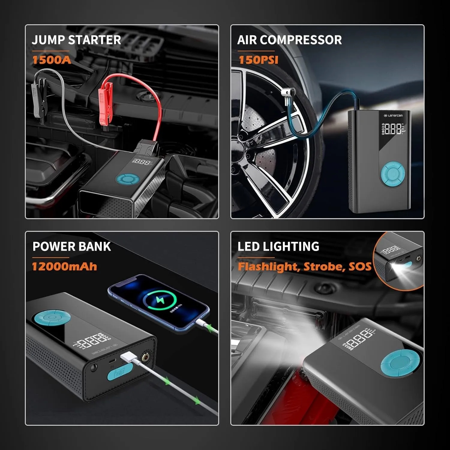 Jump Starter with Air Compressor 4