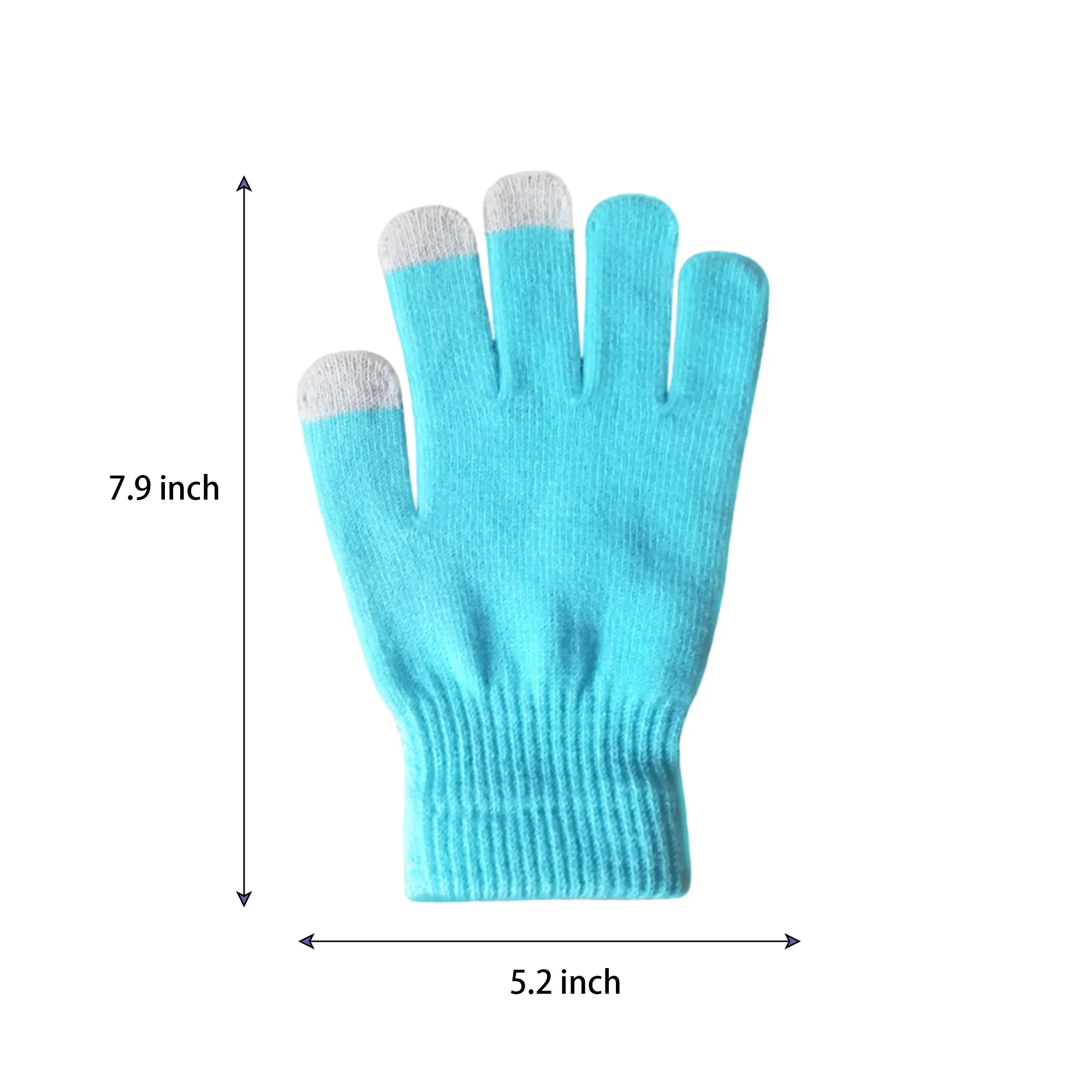 Solid Acrylic Touch Screen Knit Gloves 7