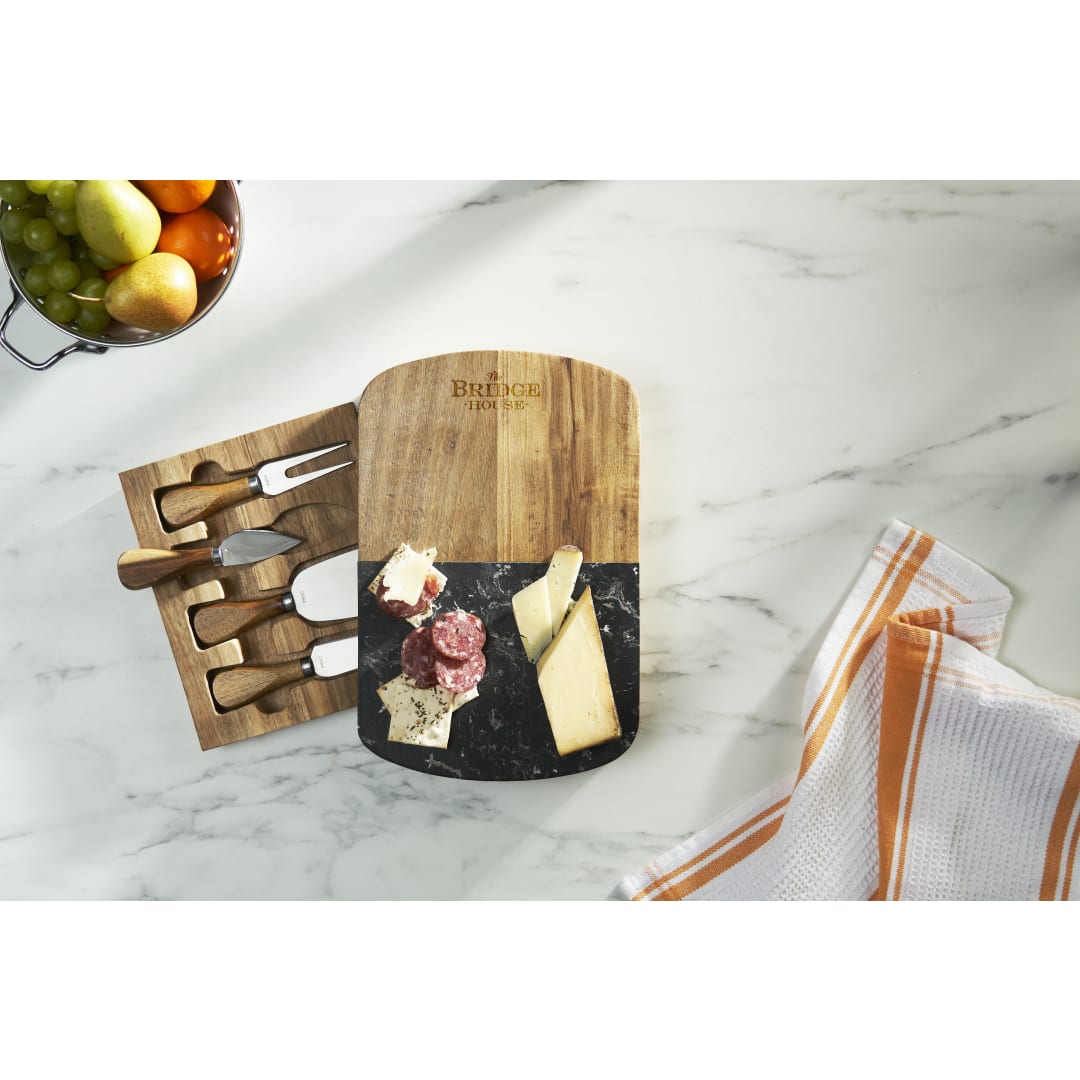 Black Marble Cheese Board Set with Knives 60