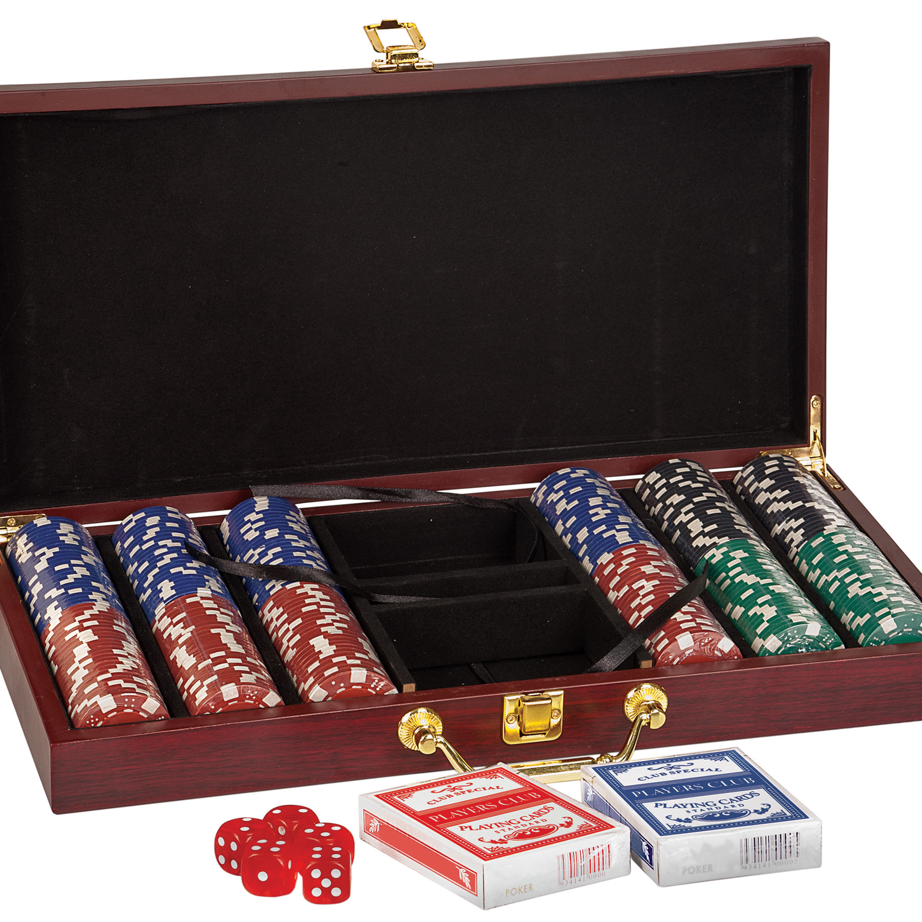 Rosewood Finish 300 Chip Poker Set 1