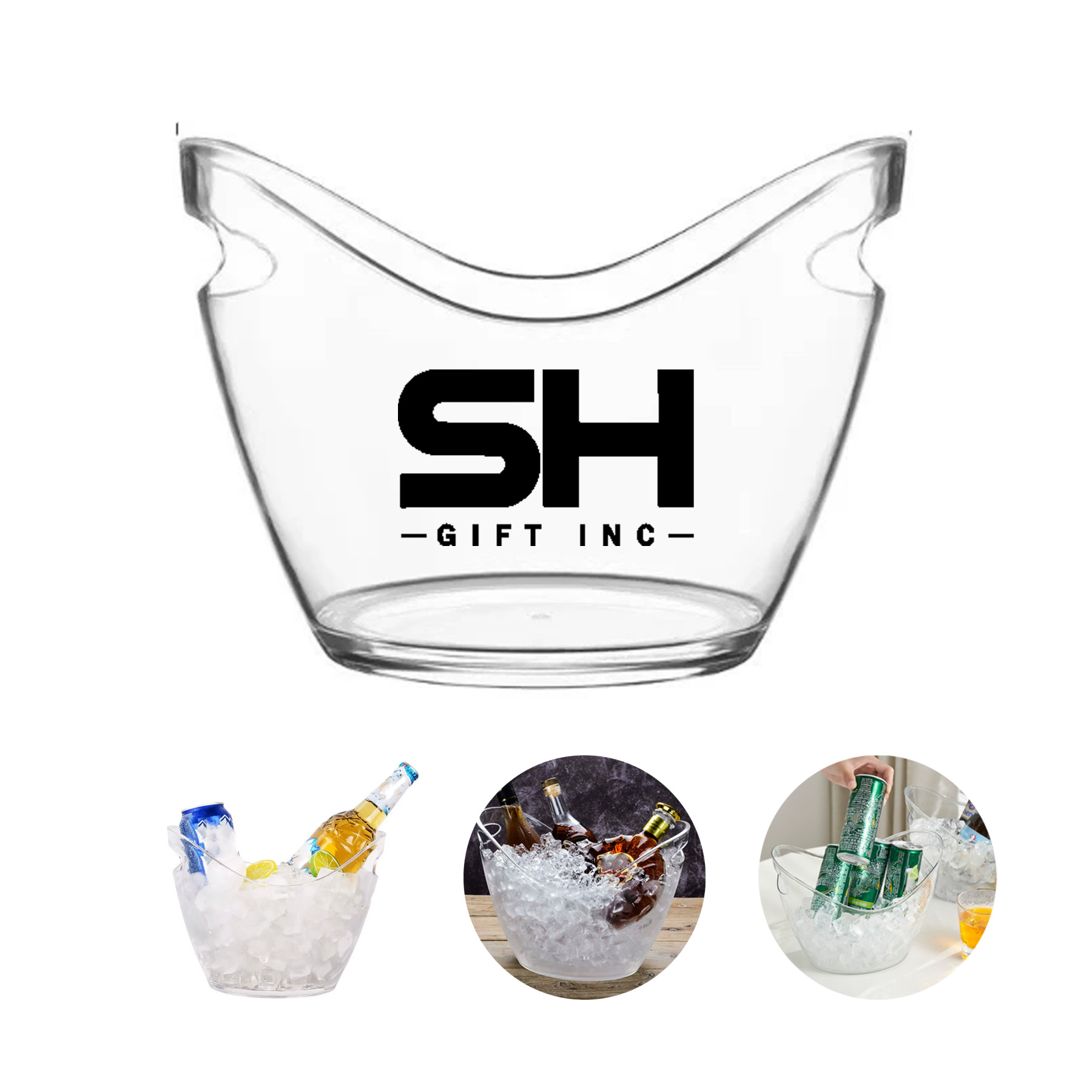 8L Thick PET Plastic Transparent Ice Bucket 2