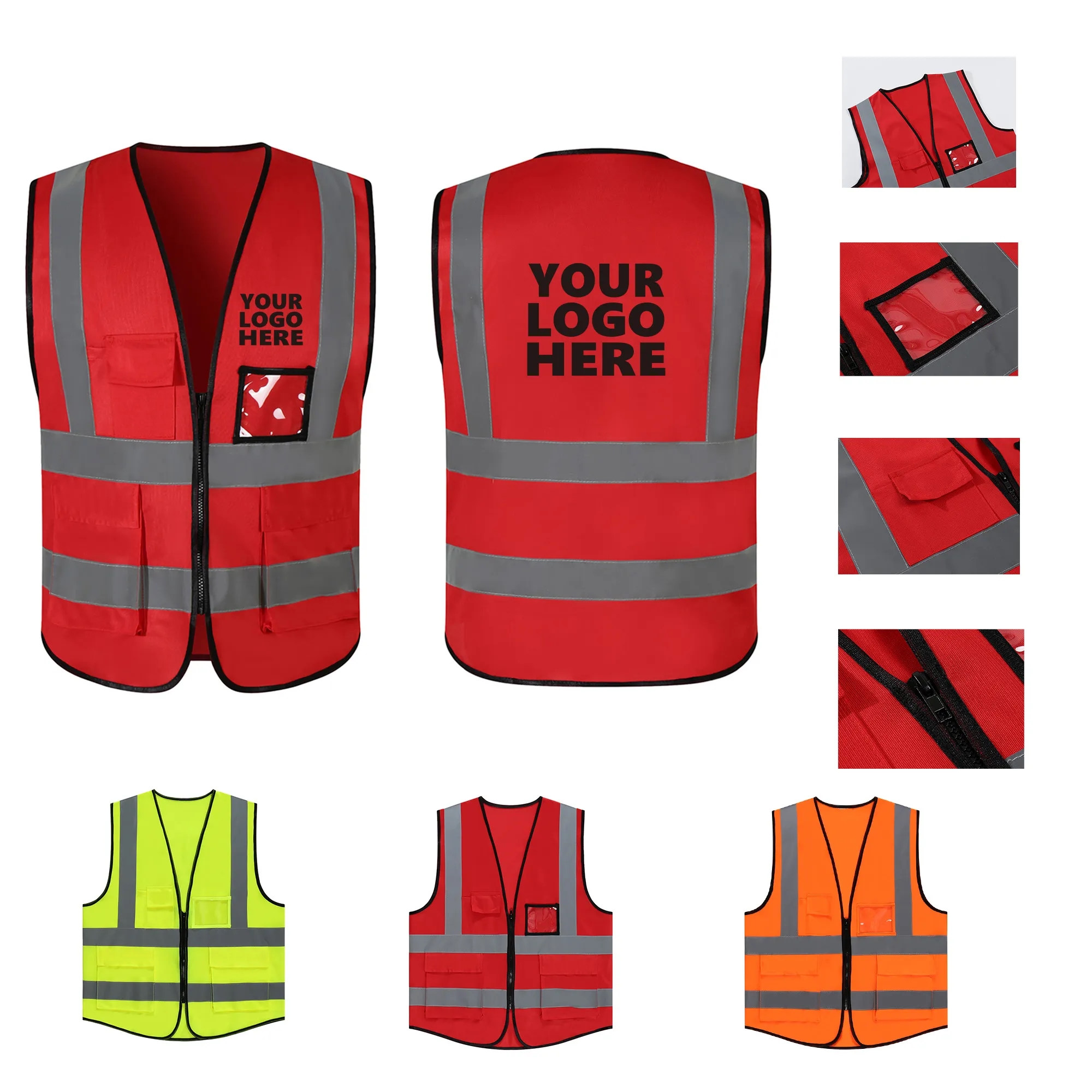 Class 2 Hi Vis Reflective Strips 4 Pockets Safety Vest MOQ30 4