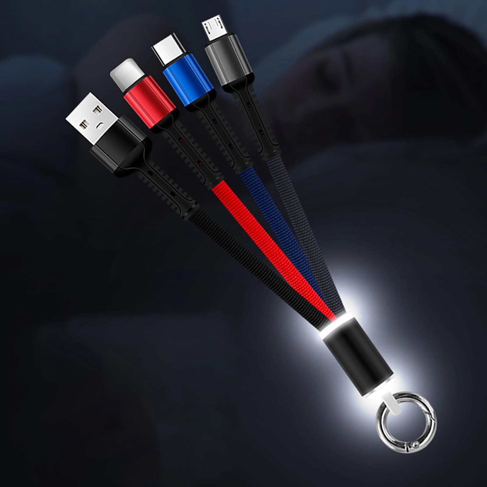 Key Chain Multi Charging Cable Portable Travel Short Cords 4