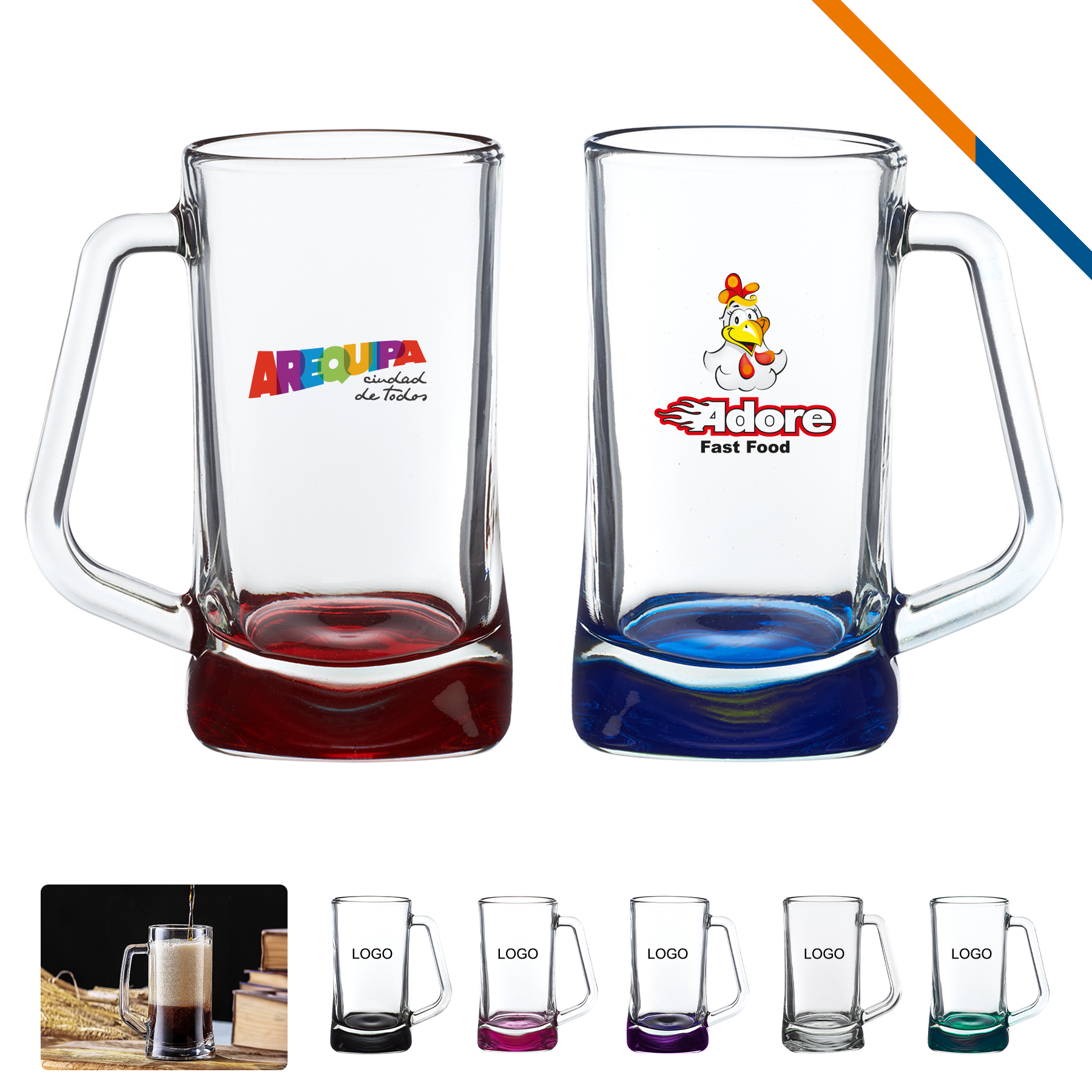 Meocy Glass Beer Mugs - 16 OZ. 9