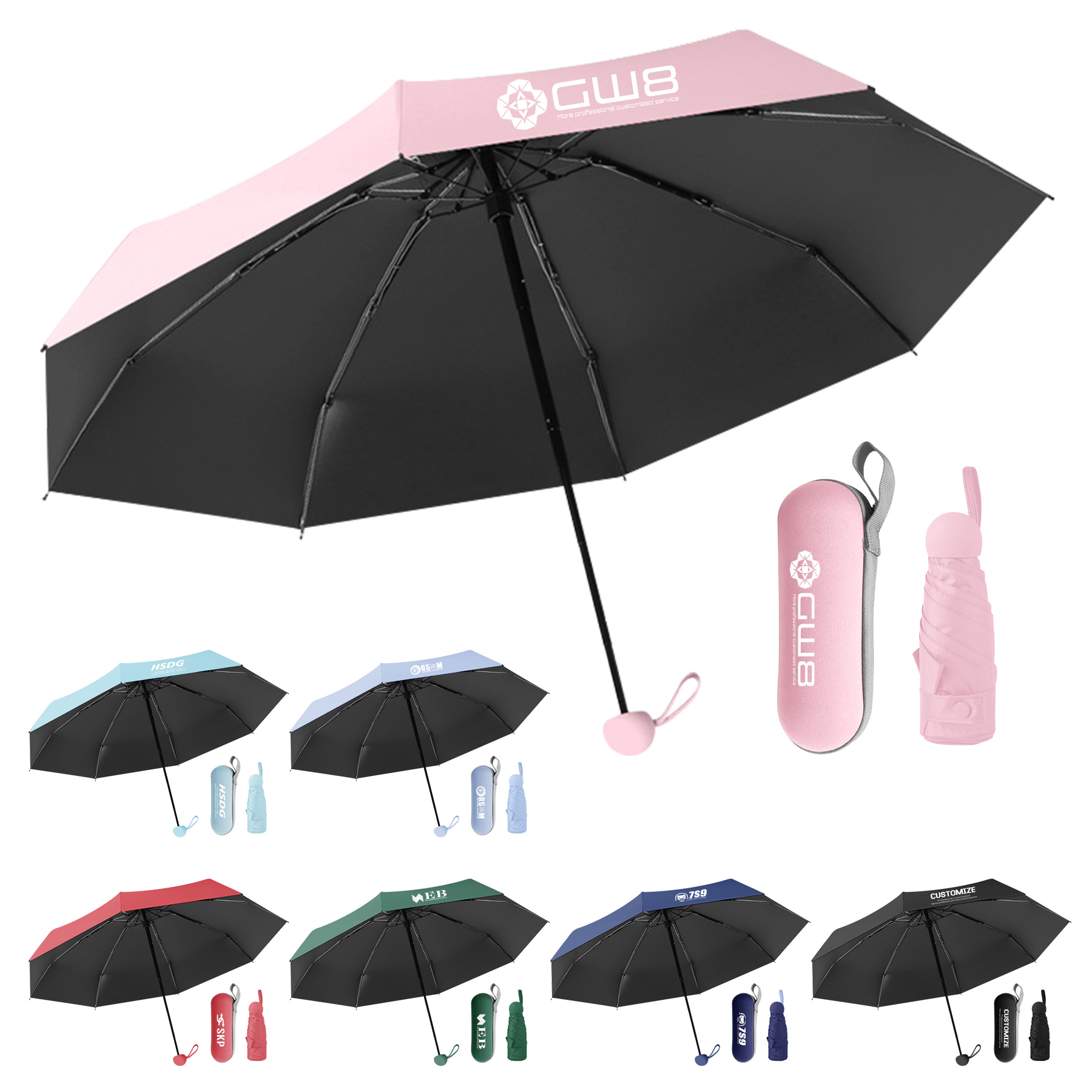 Mini 5 Folding Umbrella with Case 2