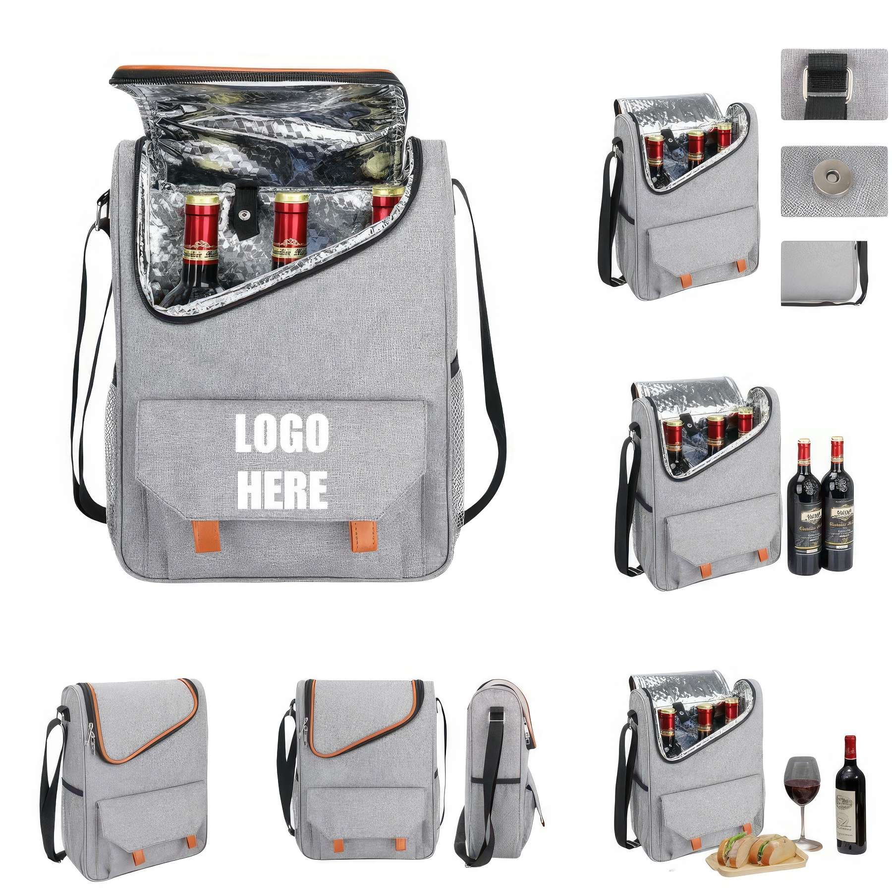 Custom Insulated 3 Bottle Wine Tote Carrier Bag 3