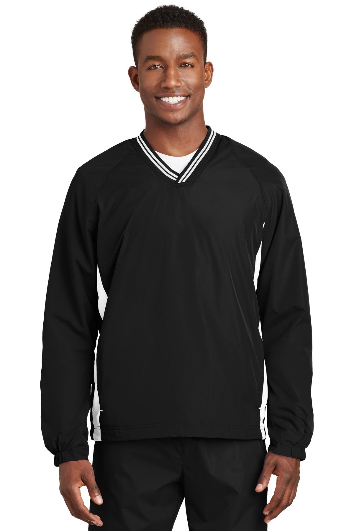 Sport-Tek Tipped V-Neck Raglan Wind Shirt. JST62 9
