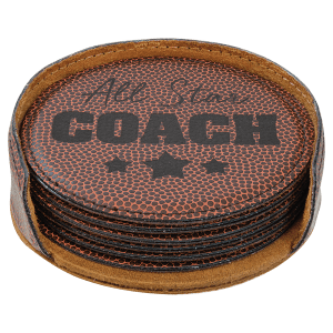 4" Laserable Leatherette Round 6-Coaster Set 5