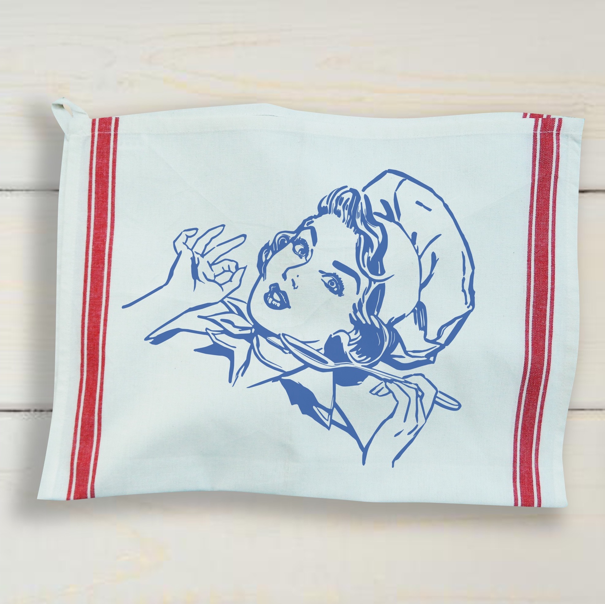 Vintage Stripped Kitchen Towel - Red Stripe 2