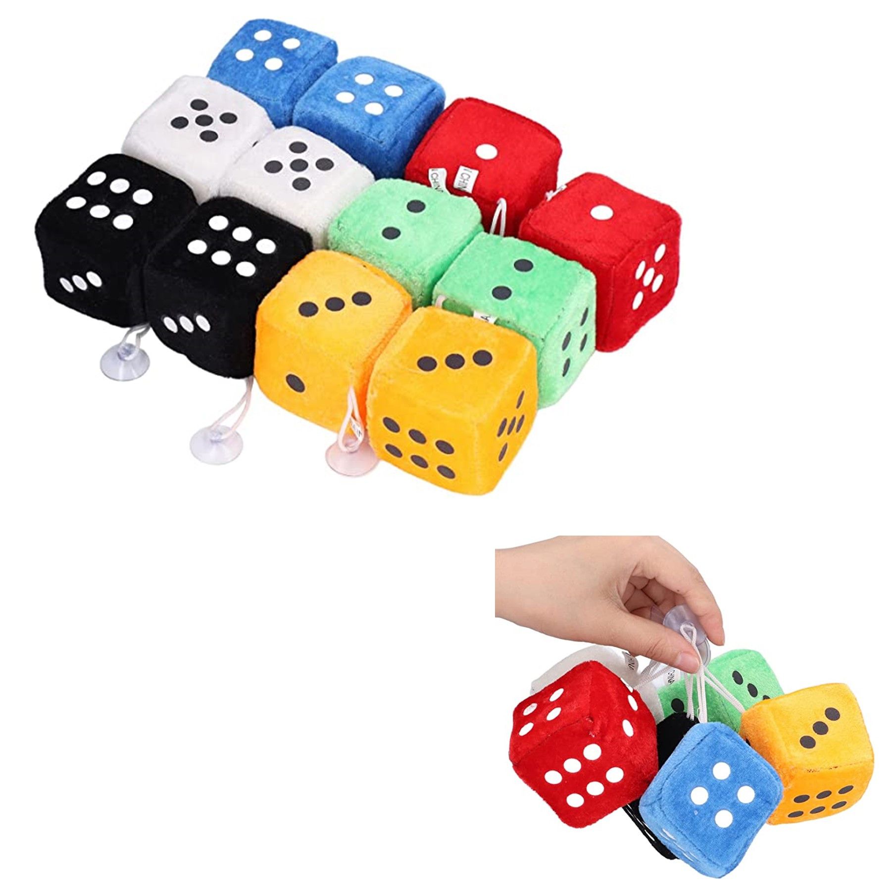 Fuzzy Decorative Vehicle Hanging Mirror Dice with Dots 2