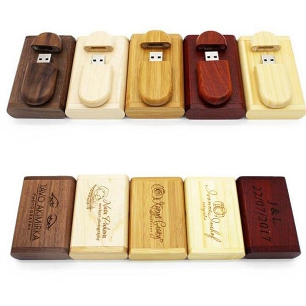 1 GB Round Wooden USB Flash Drives with Magnetic Closure 3