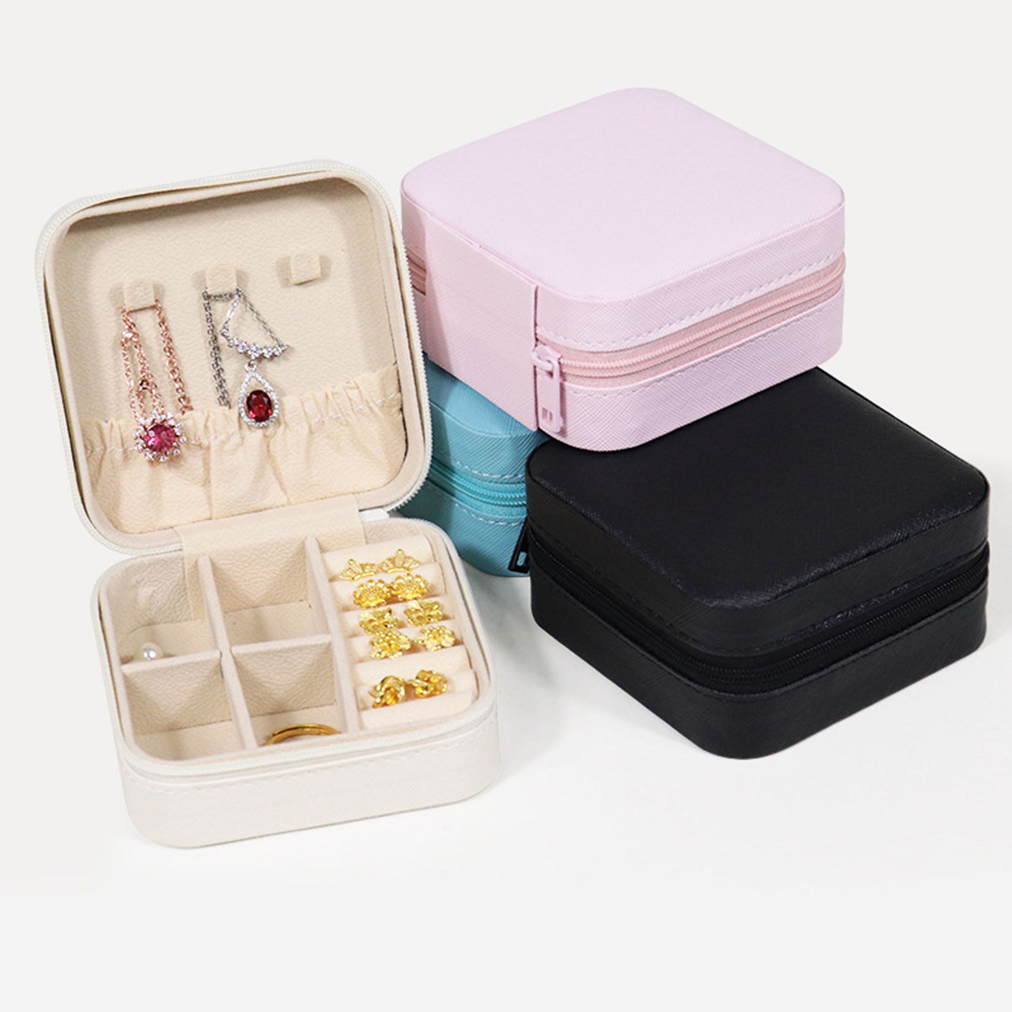 PU Leather Small Jewelry Box, Travel Portable Jewelry Case for Ring, Pendant 5