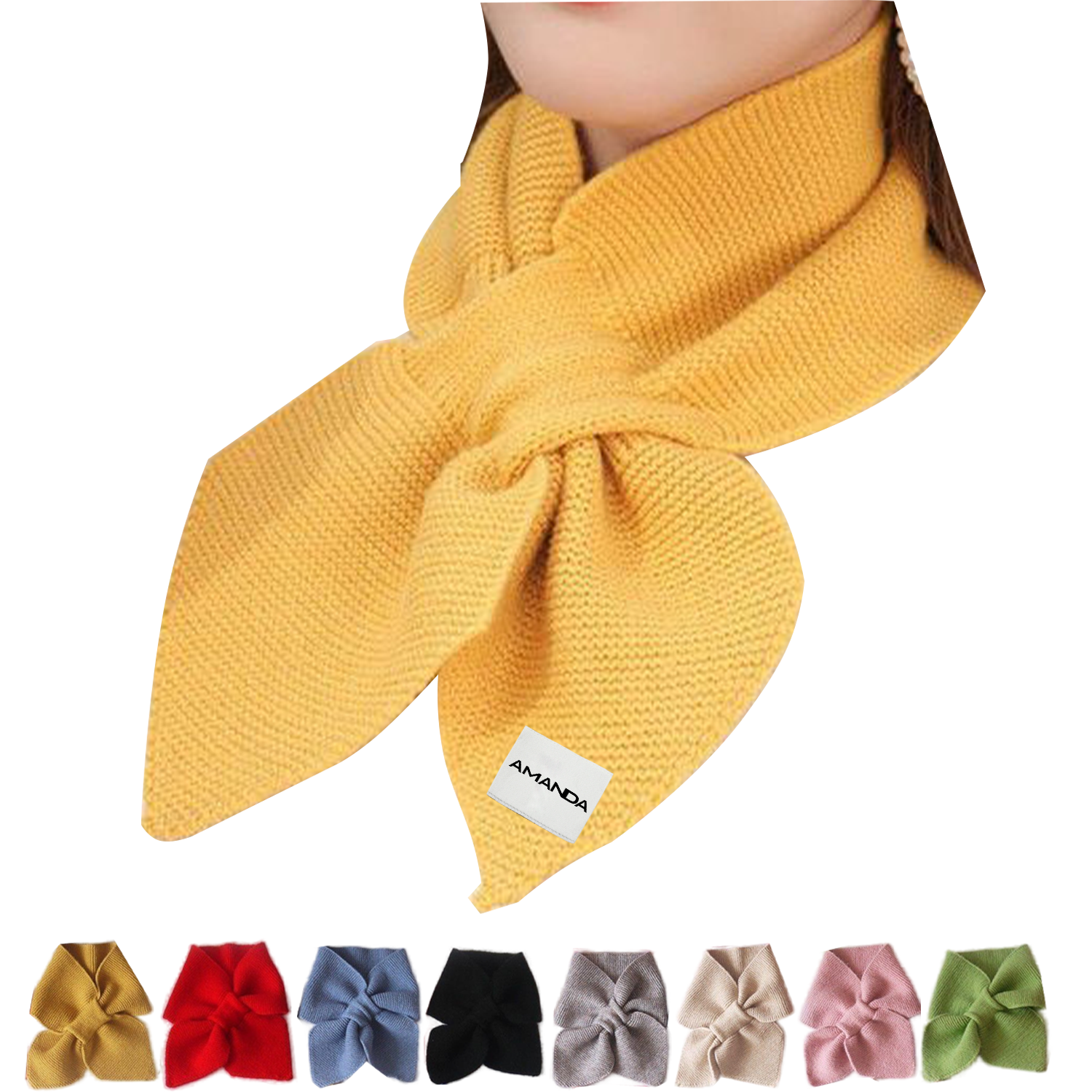 Winter women neck warmer soft knit bow shape colored Scarf 2