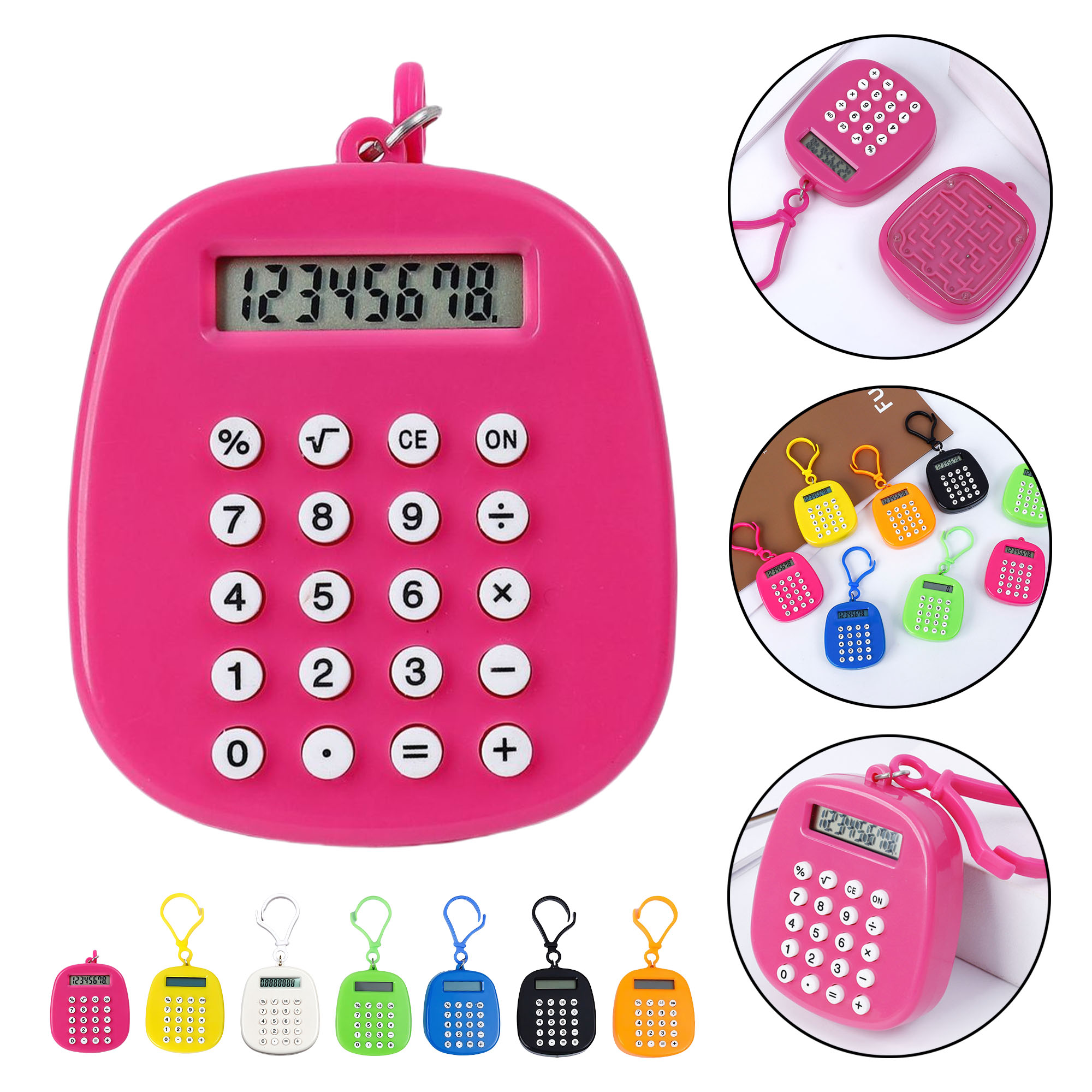Mini Electronic Calculator Keychain with Maze Luggage Tag 2