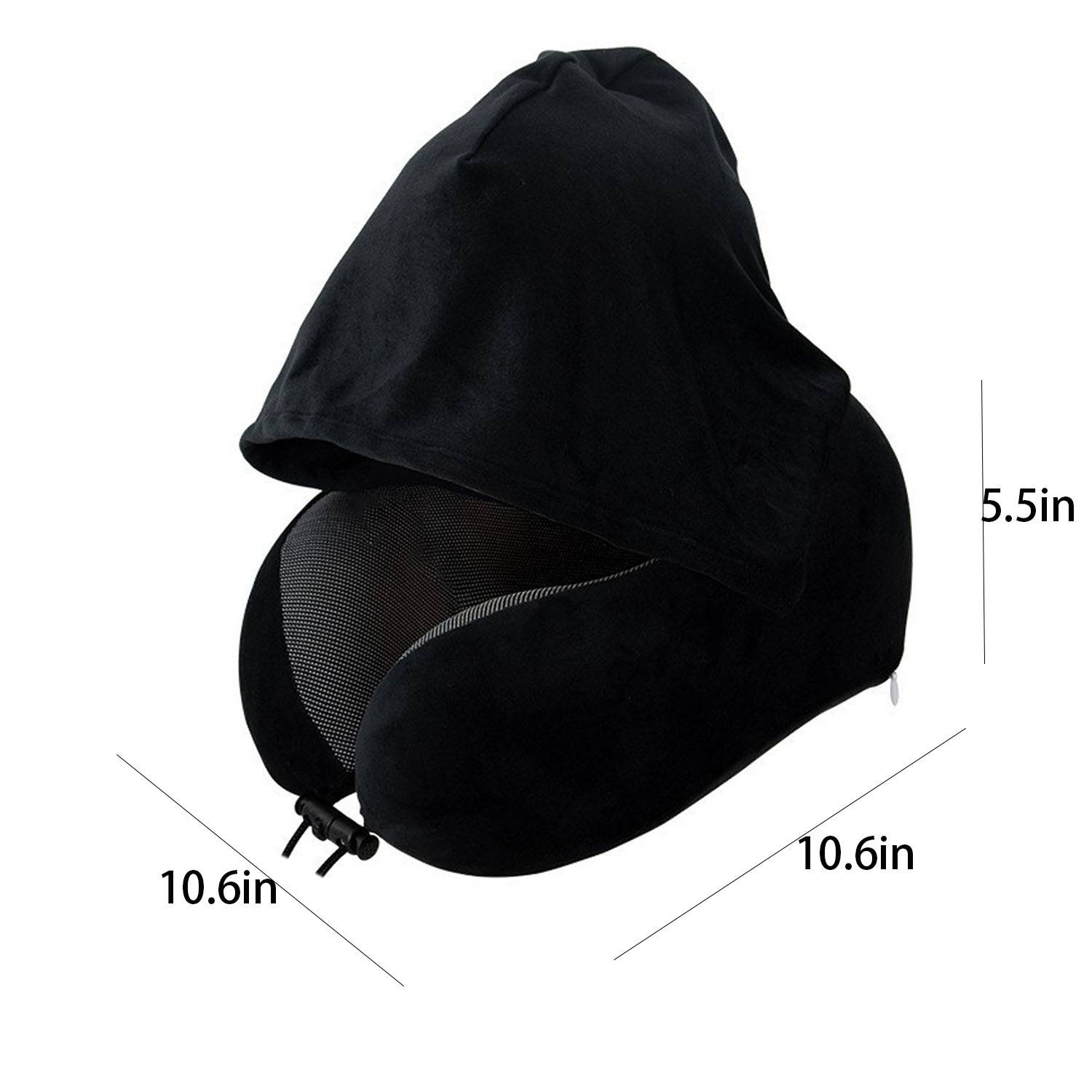 Hooded Memory Foam U Shaped Travel Neck Pillow 5