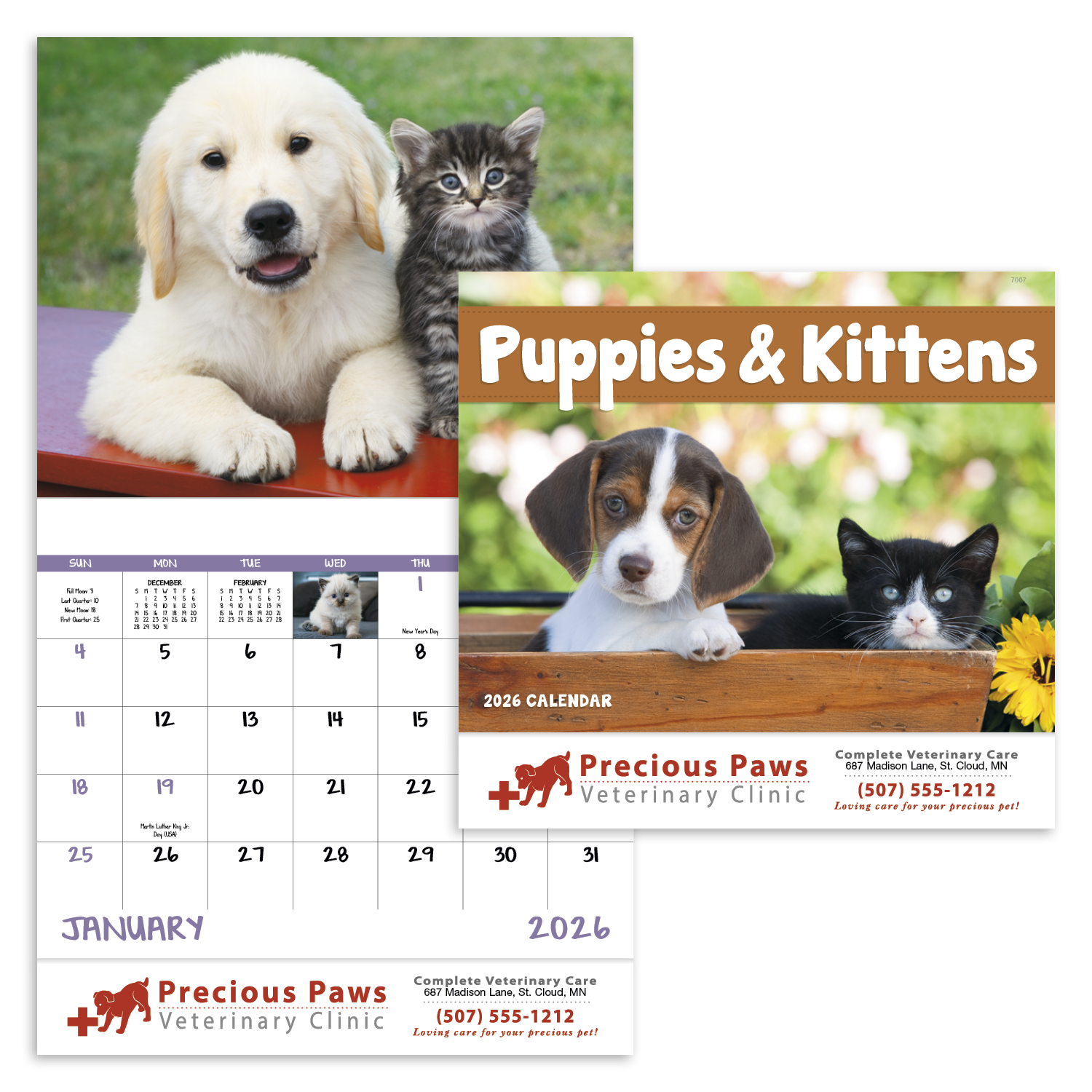 Good Value™ Puppies & Kittens - Stapled Calendar 58