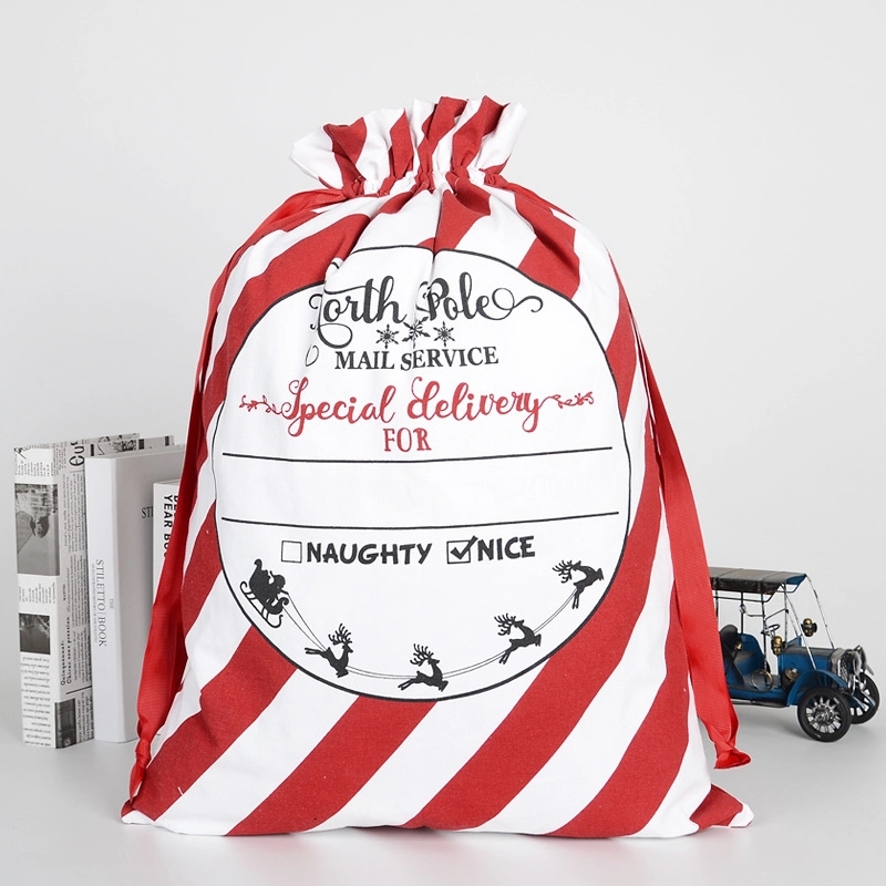 Large Christmas Canvas Gift Bag with Drawstring 12