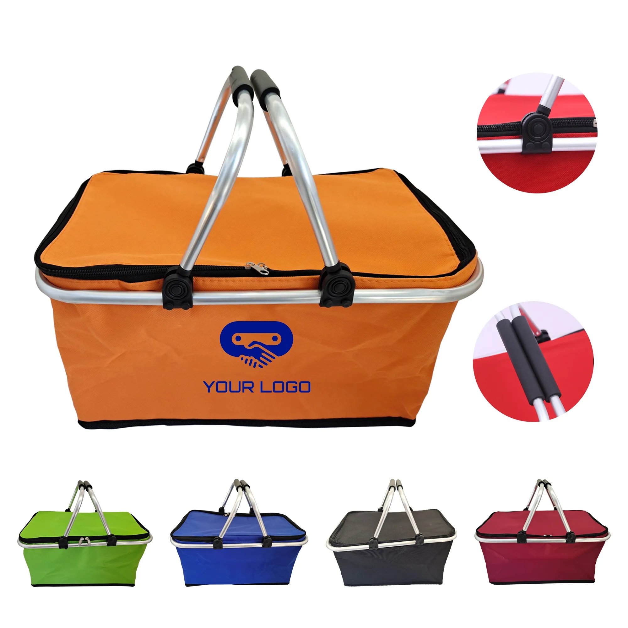 Portable Collapsible Insulated Picnic Basket/bag with Handle 2