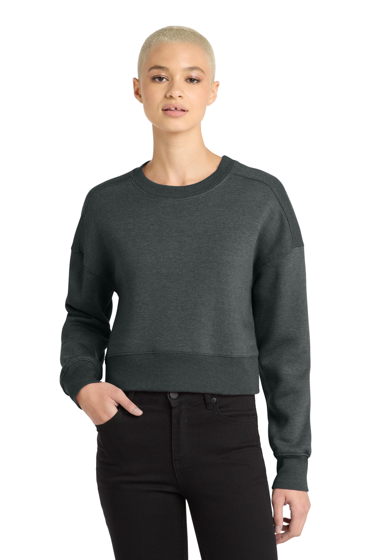 District Women's Perfect Weight Fleece Cropped Crew DT1105 14