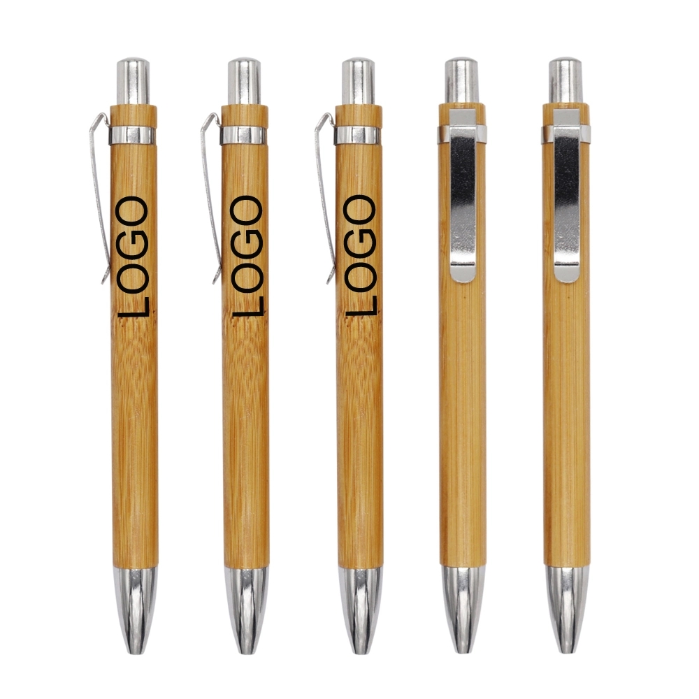 BAMBOO BALLPOINT PEN WITH METAL TRIMS 5