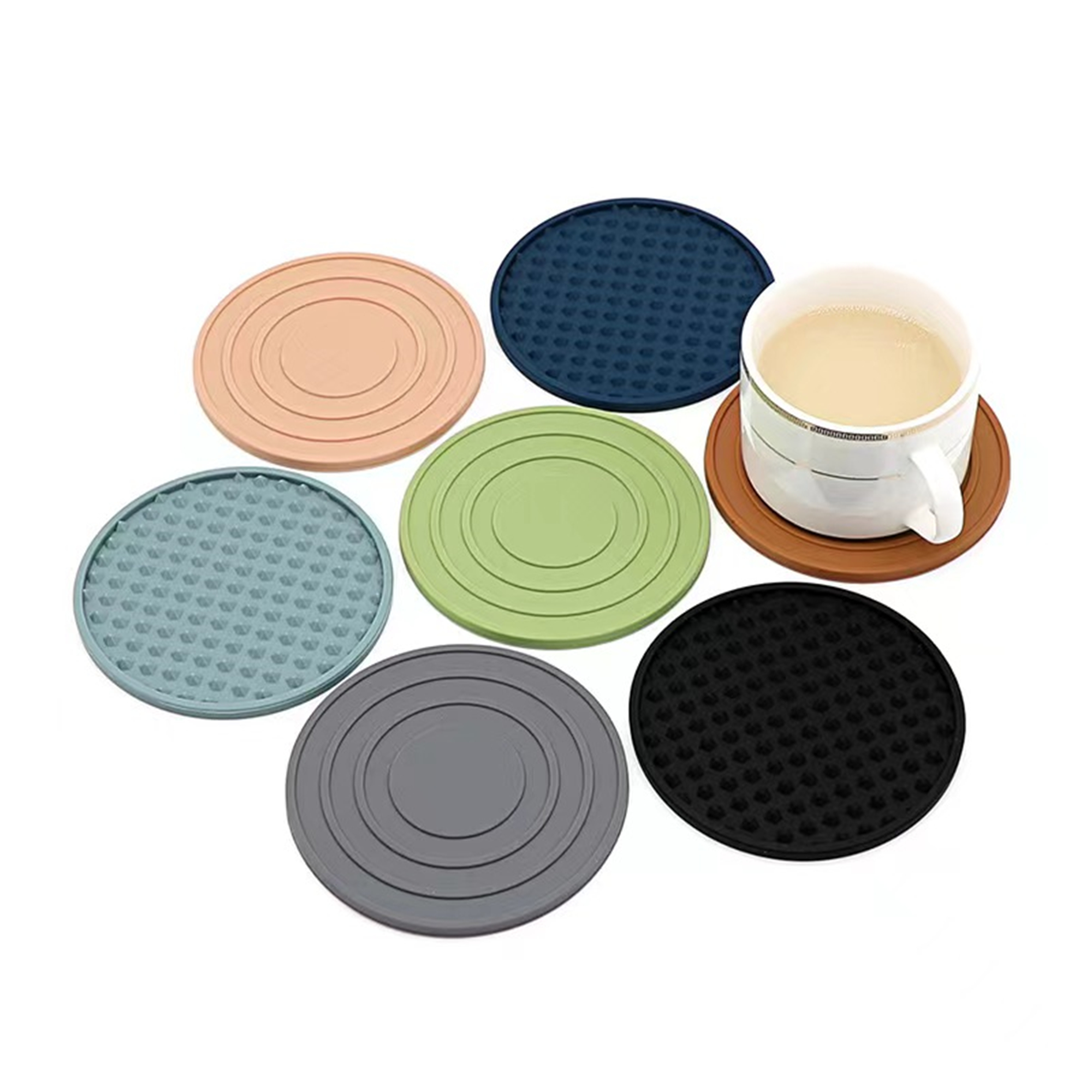 Set Of 6 Silicone Drink Coasters With Holder 5