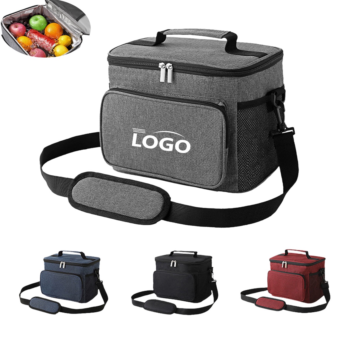Oxford Cooler Bag with Mesh Pocket and Shoulder Straps 2