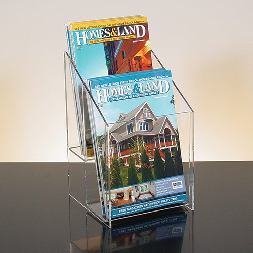 Countertop Brochure Holder All Clear 2-tier 2 pockets for 5-1/2"