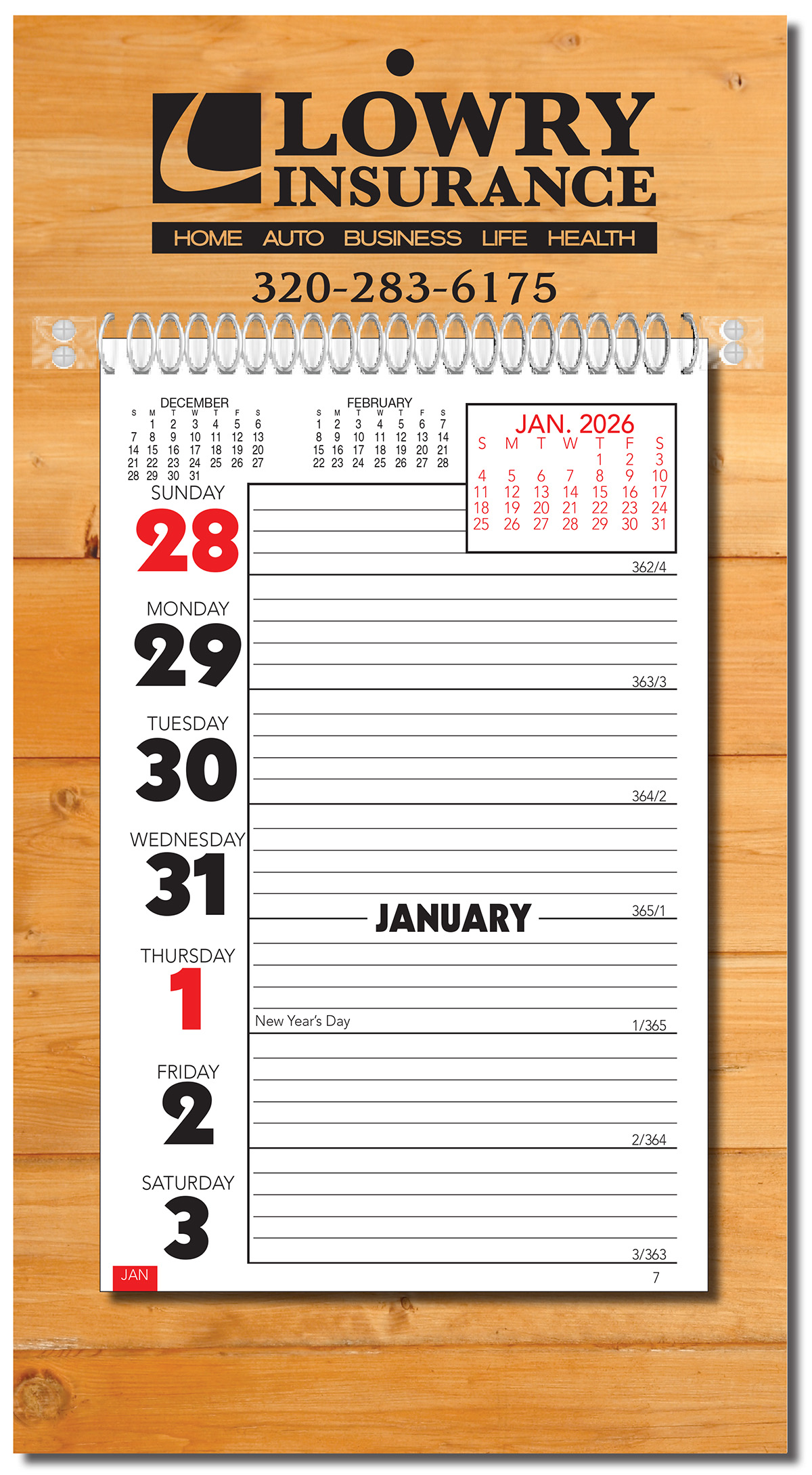 Stock Almanac Weekly Memo Calendar - Woodgrain 2