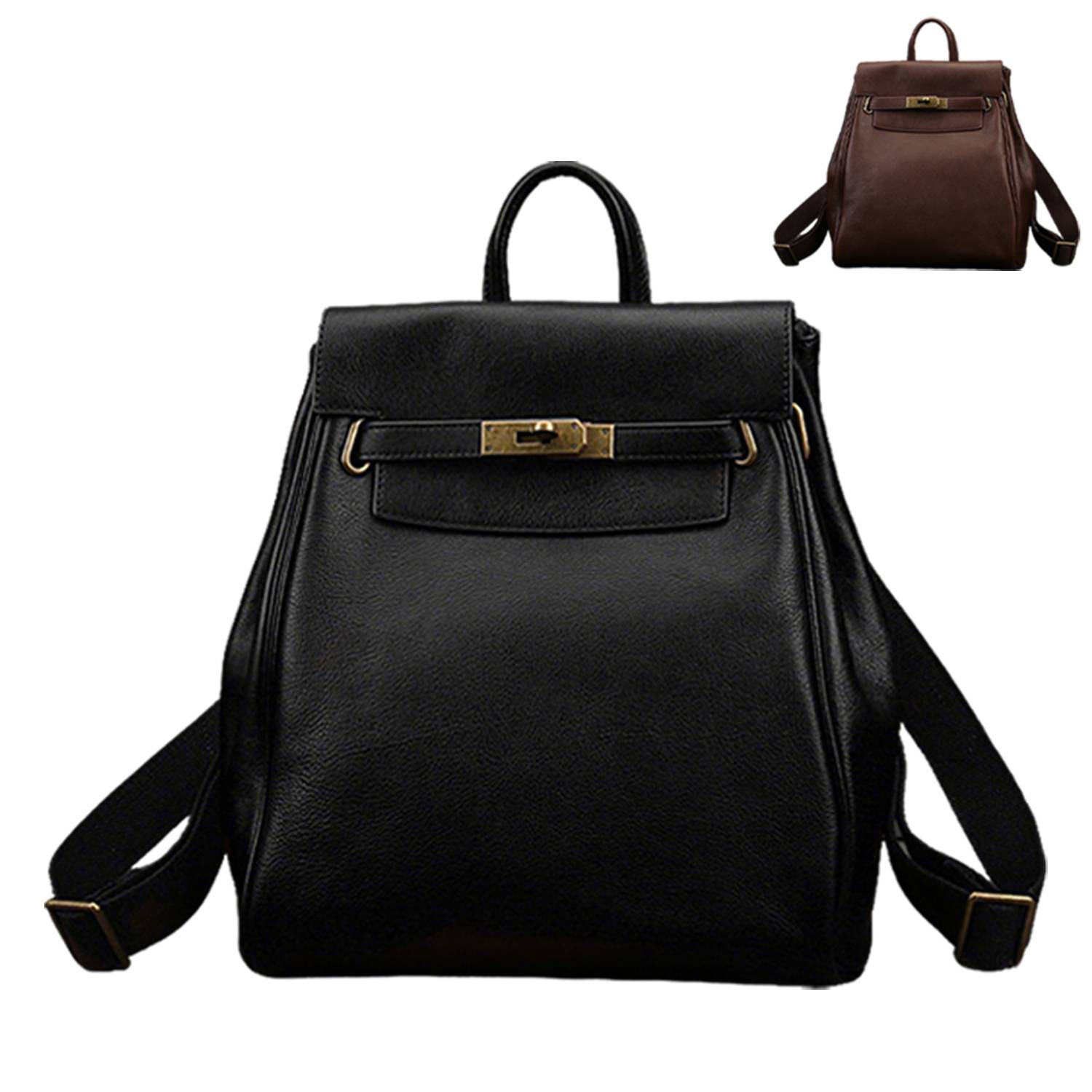 Women Large Capacity Genuine Leather Backpack 8
