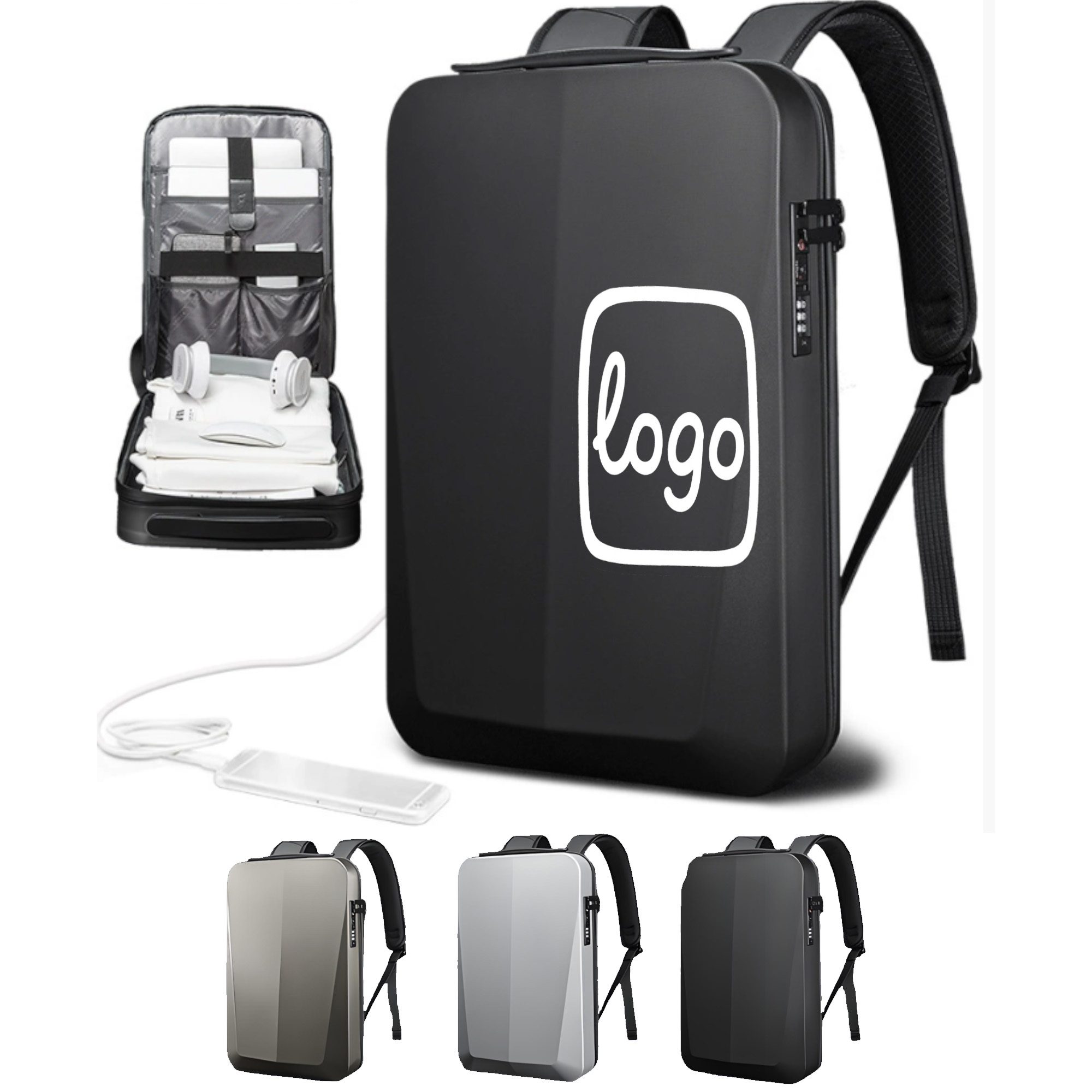 Men's Backpack Hard Shell Waterproof Laptop 5