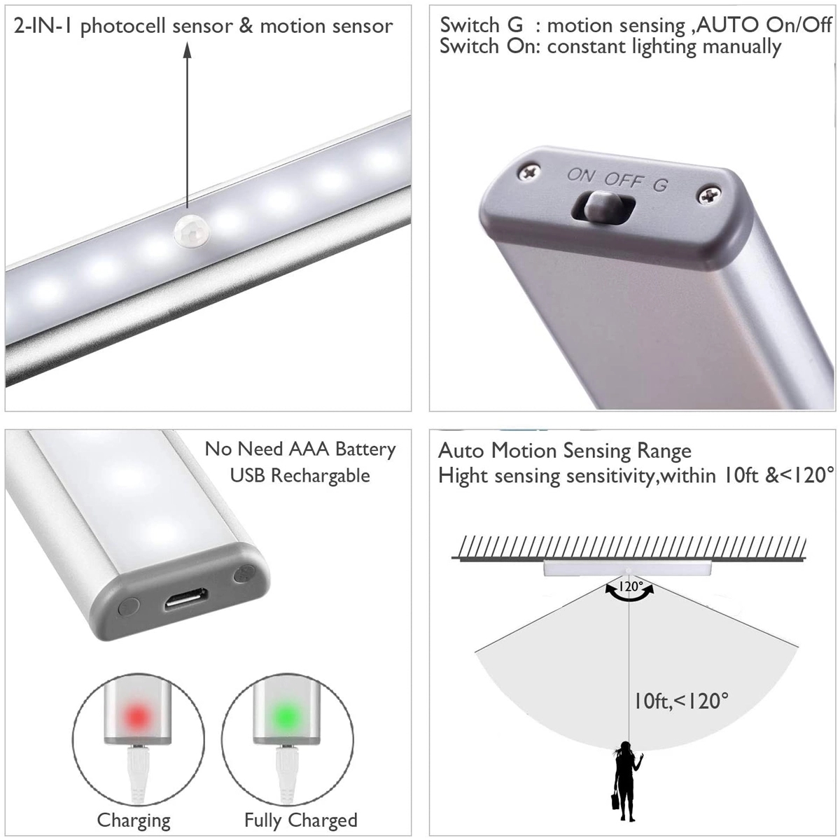 Wireless Rechargeable LED Sensor Closet Lights 5
