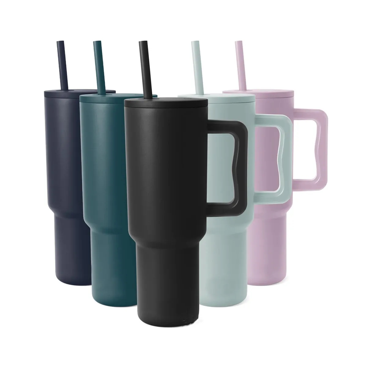 Modern 40 oz Tumbler Insulated with Handle and Straw Lid 5