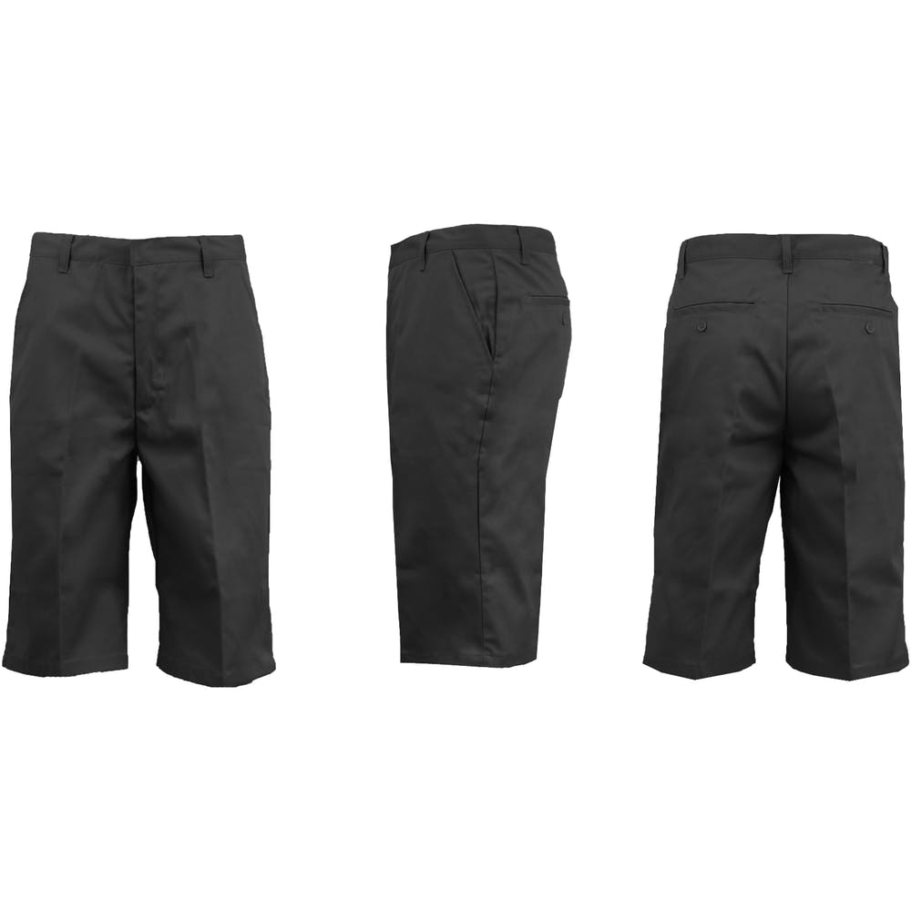Men's Uniform Shorts - Sizes 30-42 Black Flat Front Twill 2