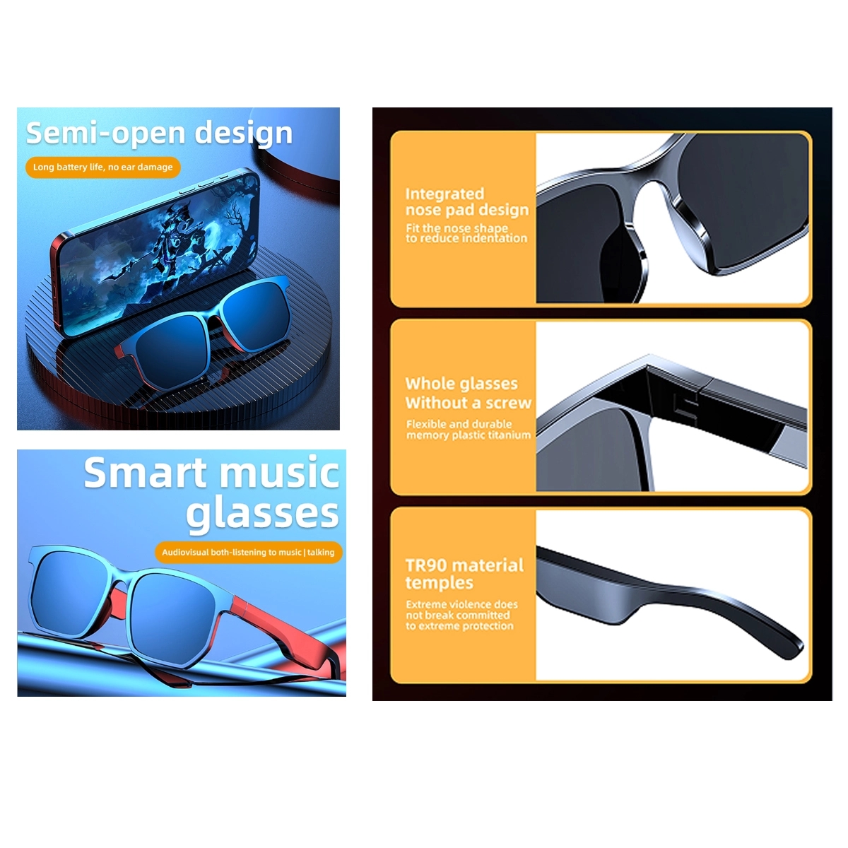 Smart Anti Blue-ray Lenses Wireless Sunglasses 4