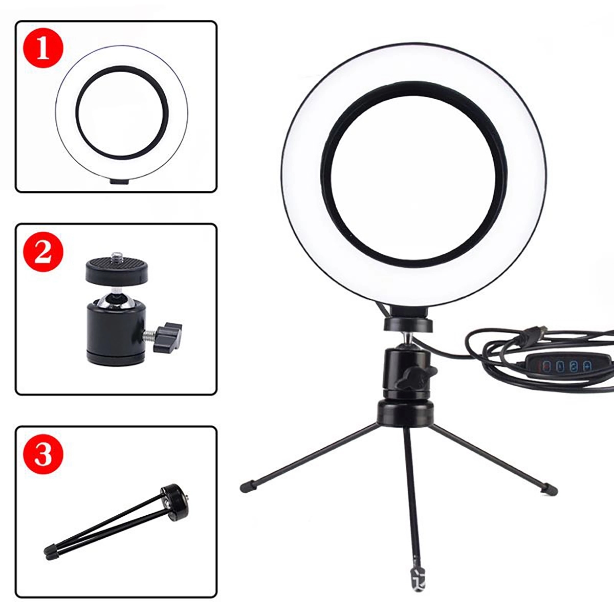 10" Desktop Selfie Ring Light with Tripod Stand 3