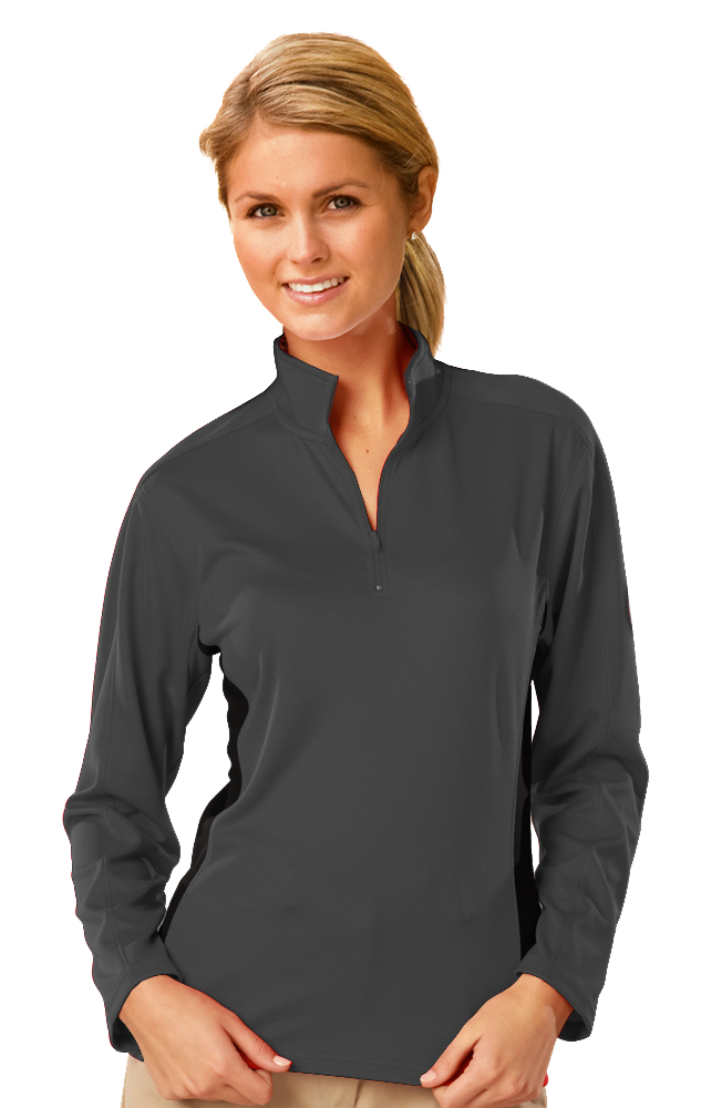 Ladies' Wicking Colorblock L/S Zip Pullover, custom hoodie or sweatshirt with logo imprint 5
