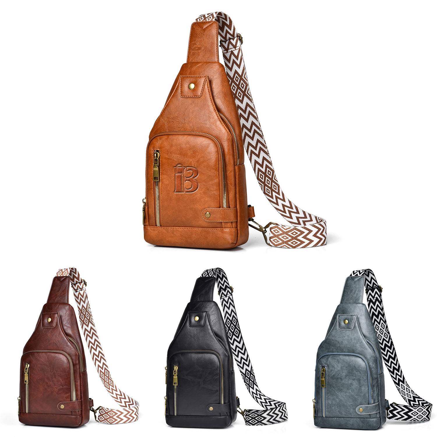 PU Leather Crossbody Chest Bag For Man 1