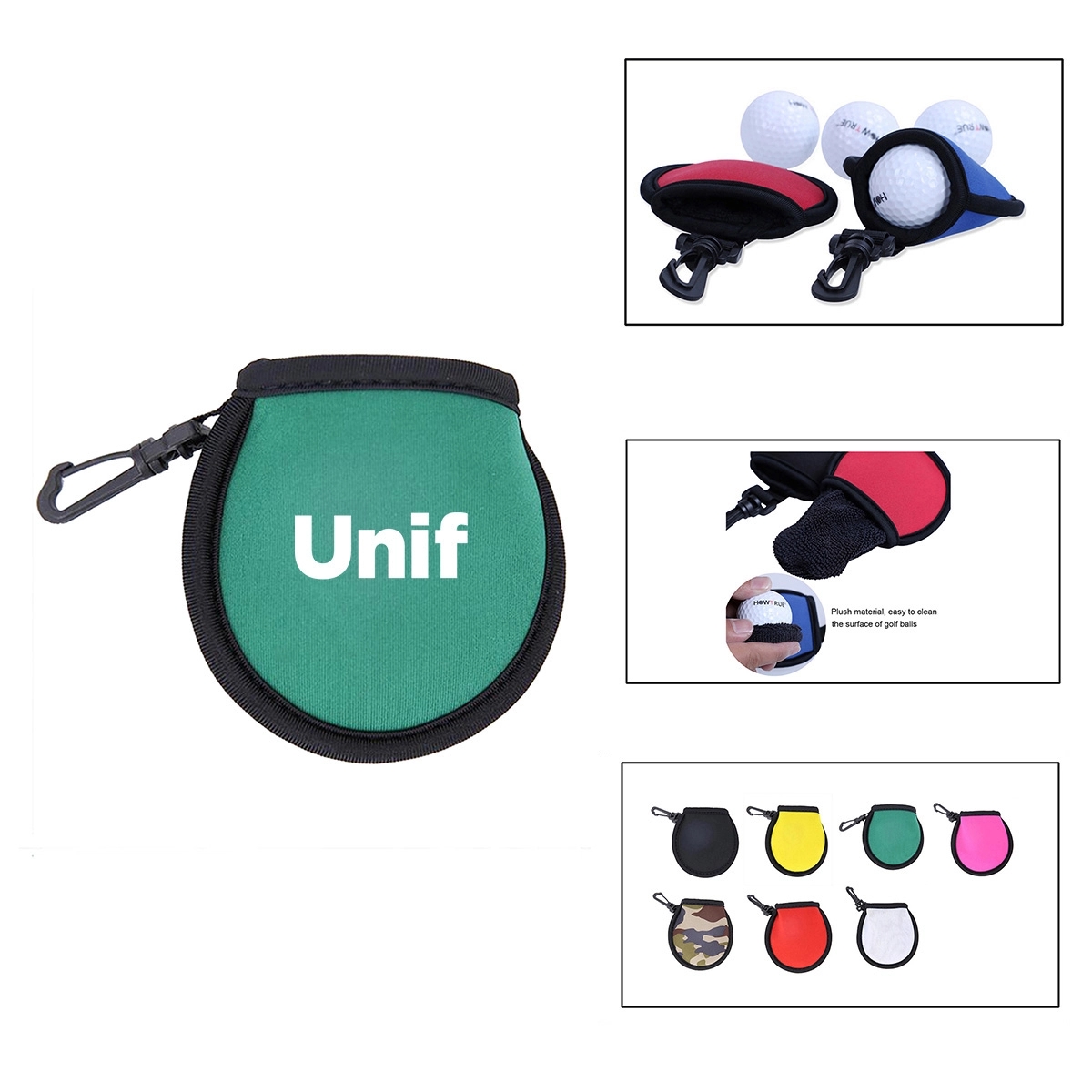 Neoprene Golf Ball Cleaning Pouch with Clip 6