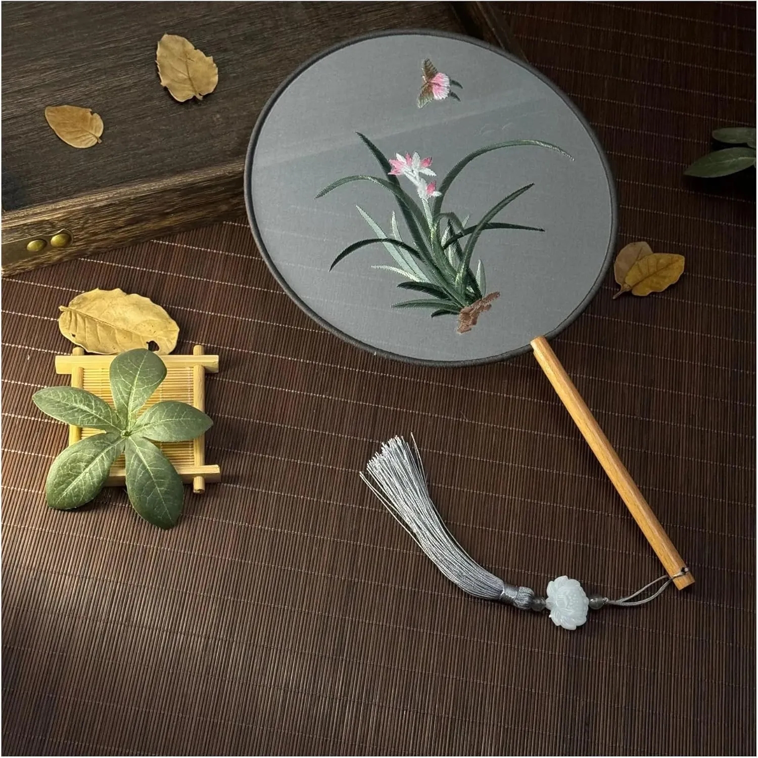 Classic Double Sided Embroidered Fan 4