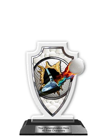 Acrylic Trophy: 6" Arrow Head, Golf Ball Design, 3 2
