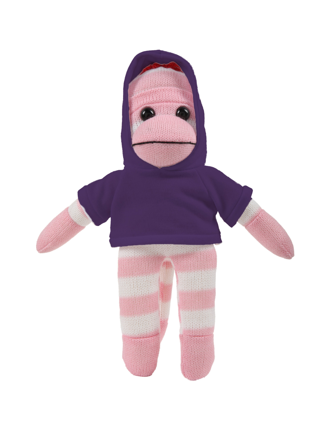 soft plush Pink Sock Monkey with hoodie 13
