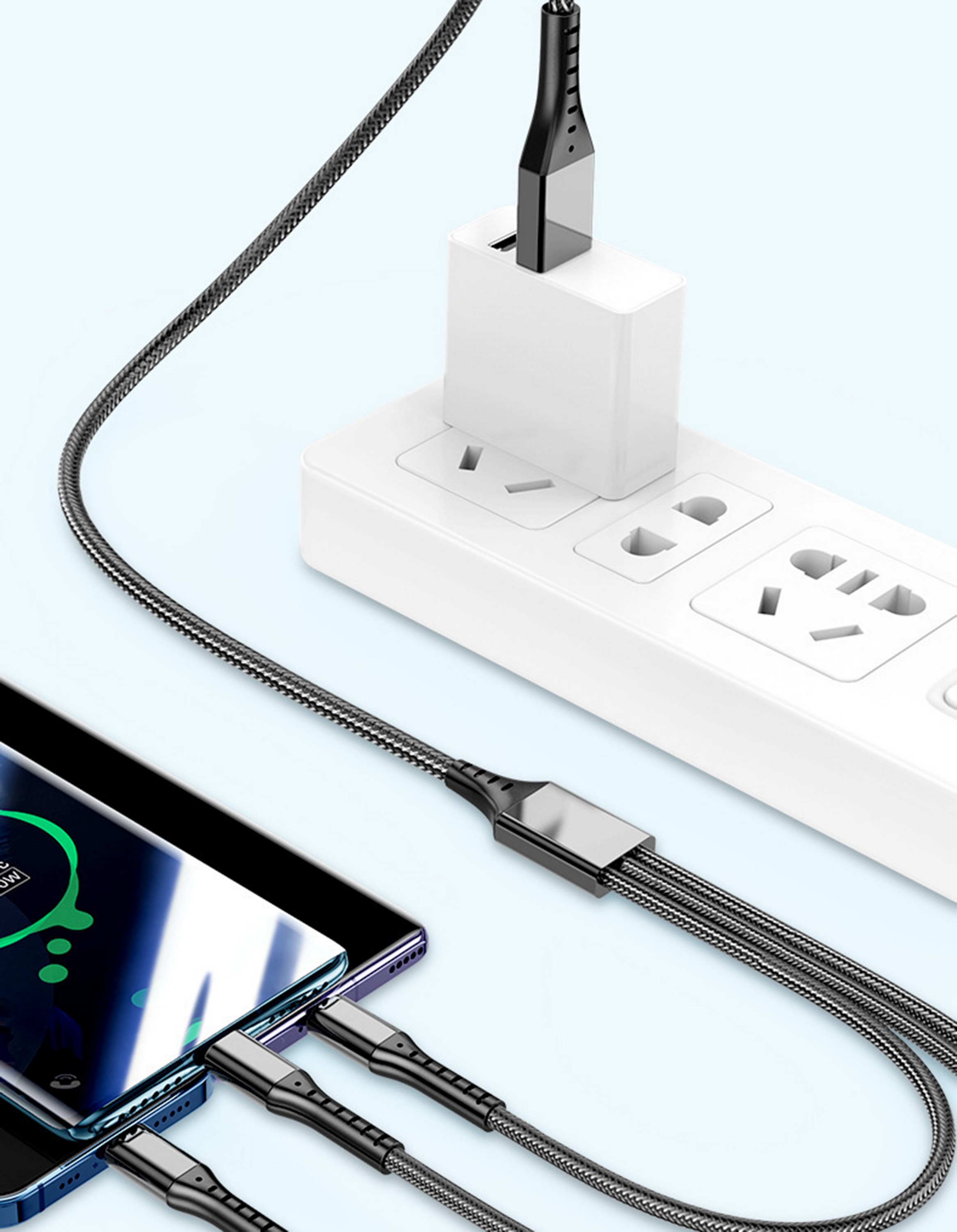 3-in-1 4ft Triplet Fast Charging and Data Cable Max 66W 4