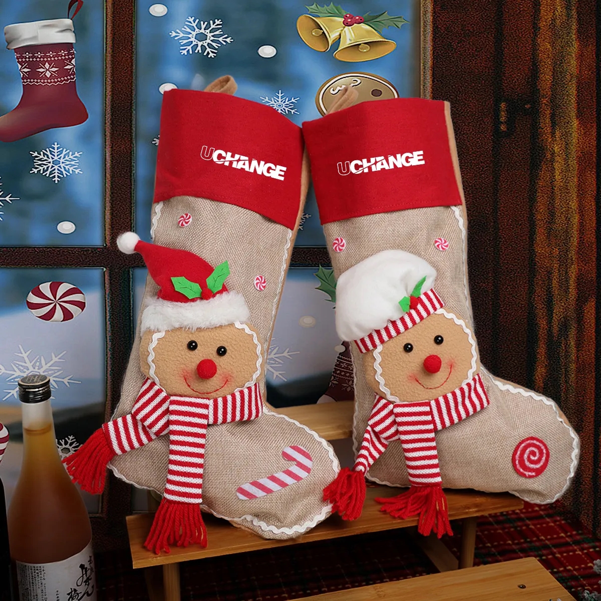 Gingerbread Applique Christmas Stocking 6