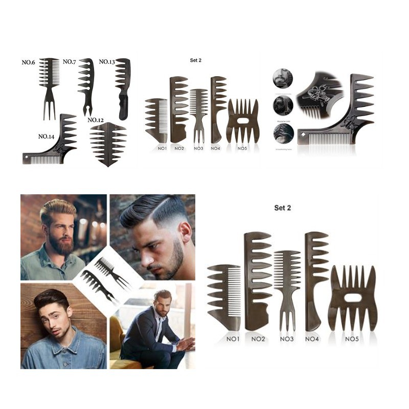 5pcs Mens Barber Hair Stylist Comb Set 1