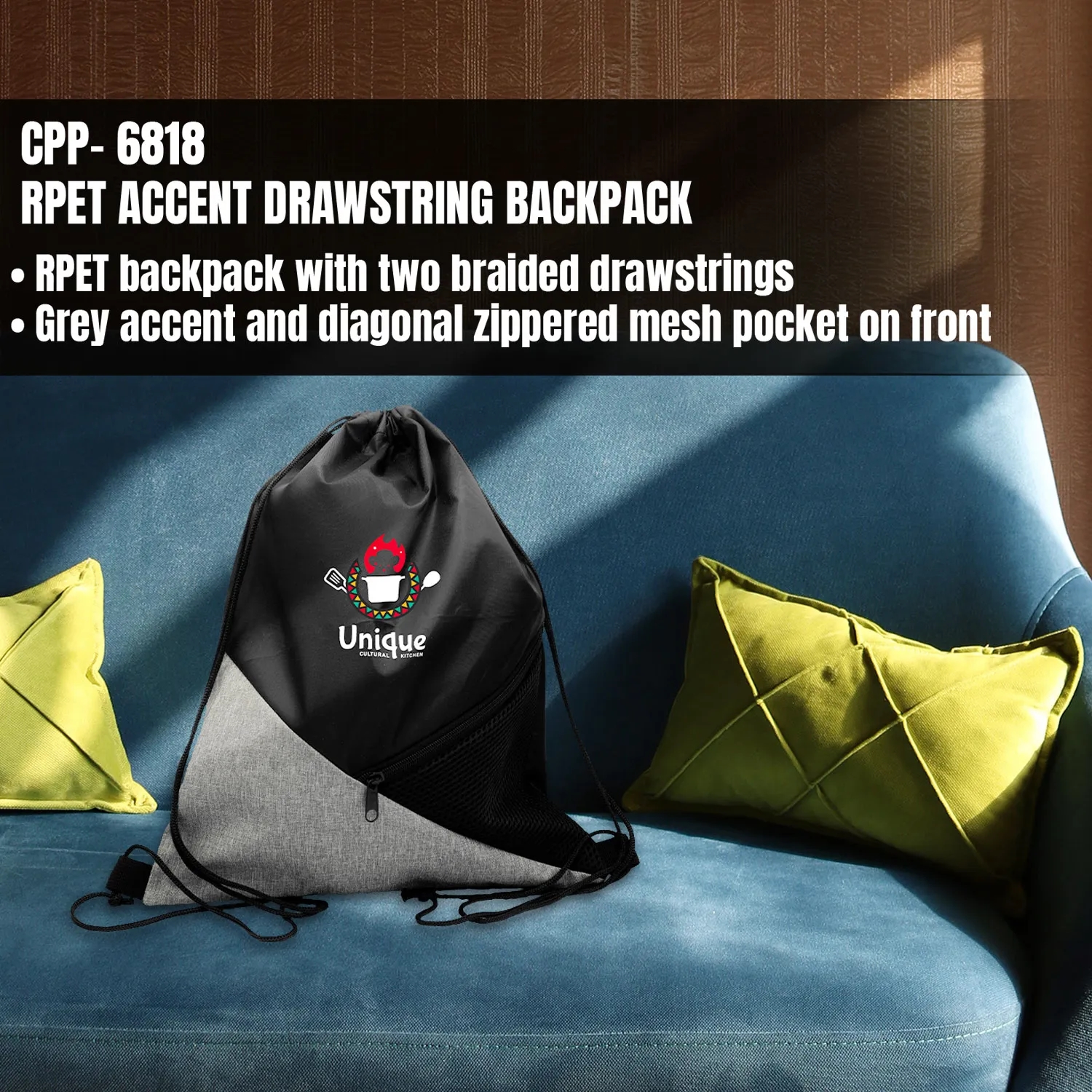 RECYCLED ACCENT DRAWSTRING BACKPACK 7