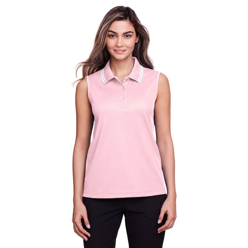 Devon & Jones Ladies' CrownLux Performance™ Plaited Tipped Sleeveless Polo 10
