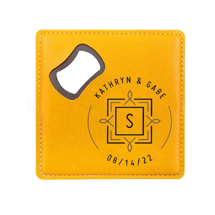 Square Leather Coaster Bottle Opener 4